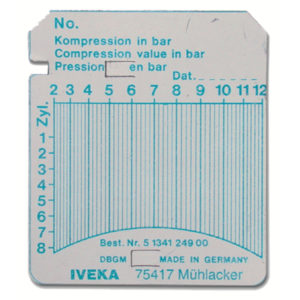 RECORDING CARD for DIESEL  COMPRESSION TESTER 100/ PACK